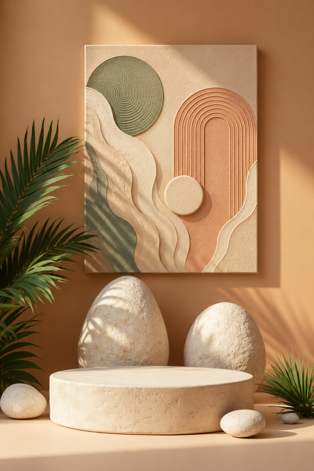 Earthy Flow Abstract Matte Canvas Wall Art — Sage, Terracotta & Cream