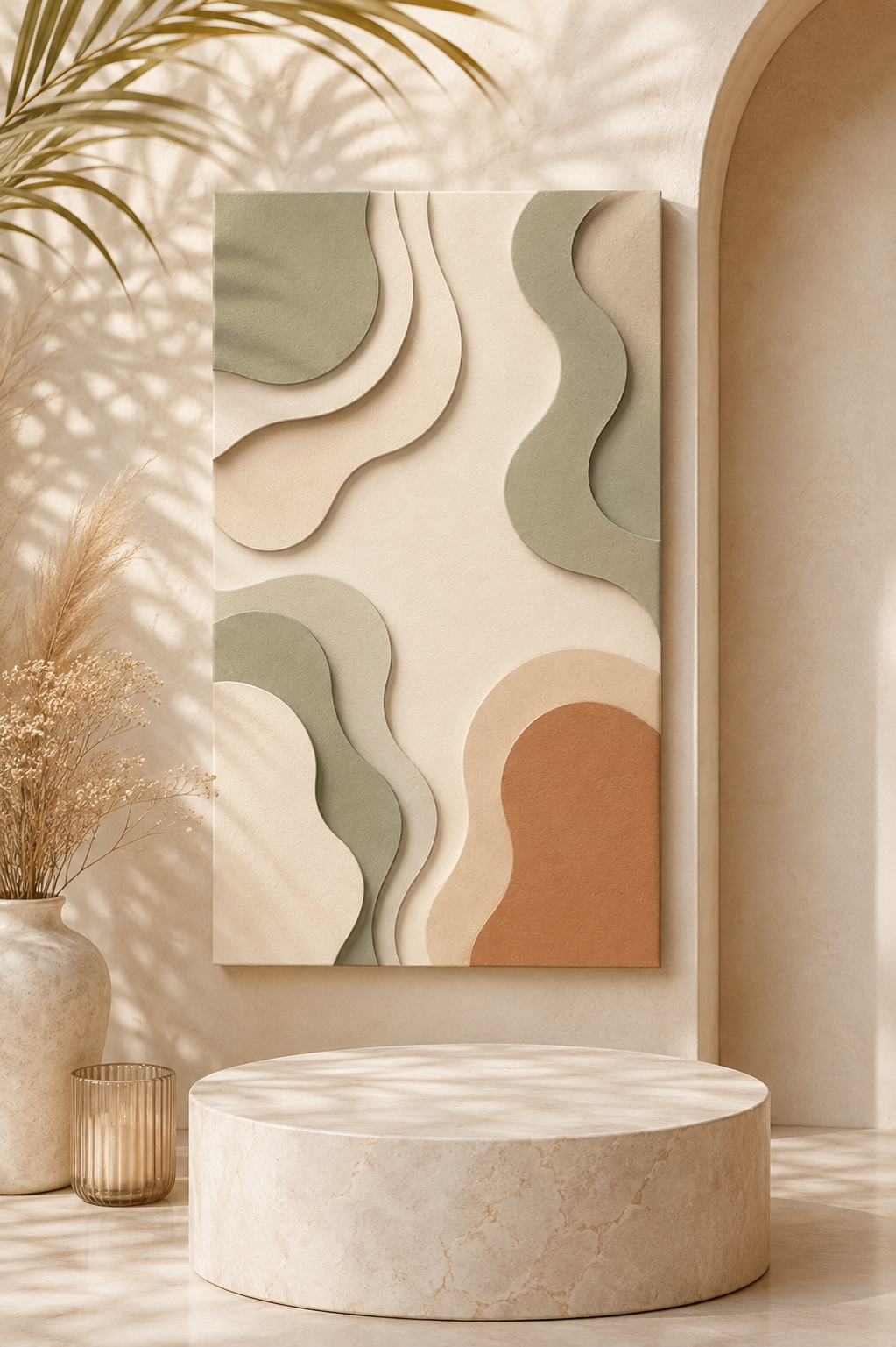 Sage & Terracotta Organic Layers Canvas Wall Art — Neutral Modern Abstract Print