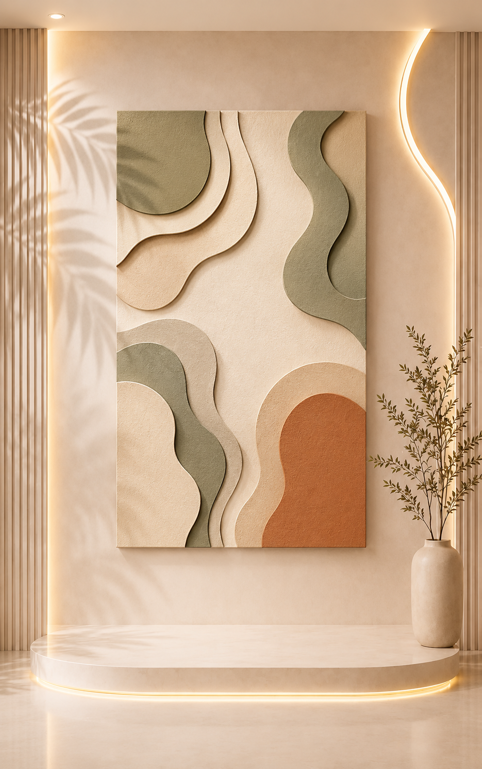 Sage & Terracotta Organic Layers Canvas Wall Art — Neutral Modern Abstract Print