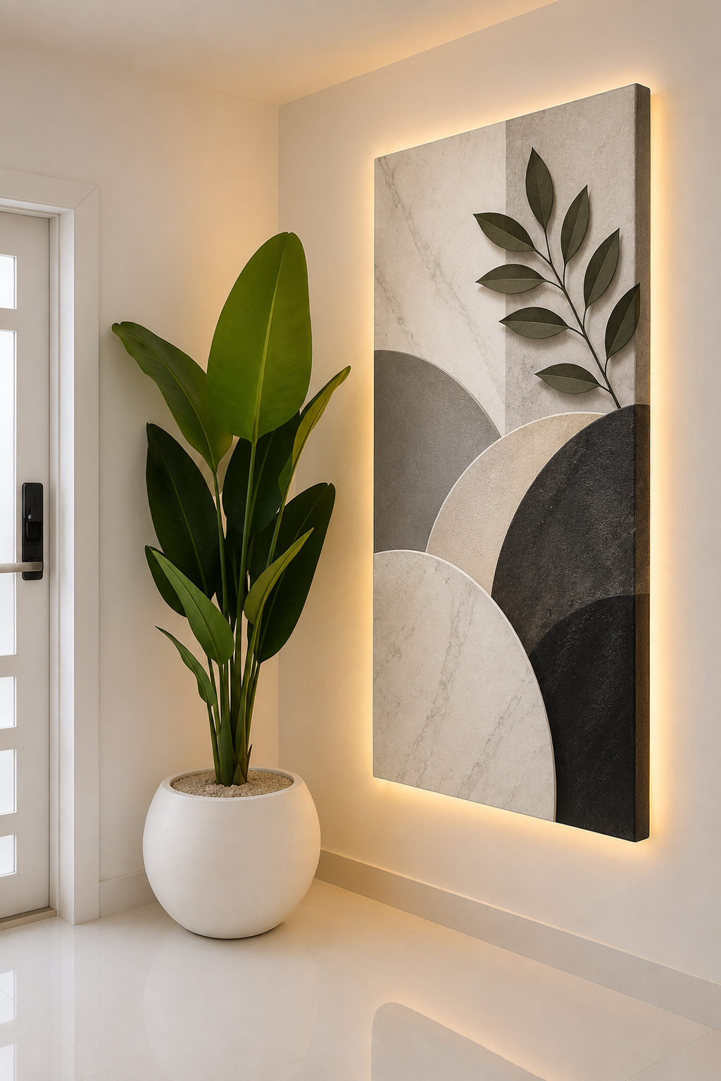 Modern Neutral Botanical Canvas Wall Art — Abstract Geometric Stretched Matte Print