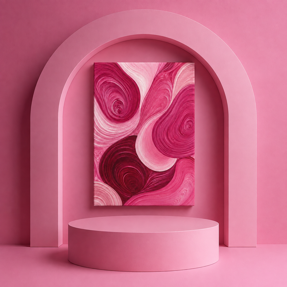Abstract Pink Swirls Matte Canvas Wall Art – Modern Floral Vibe