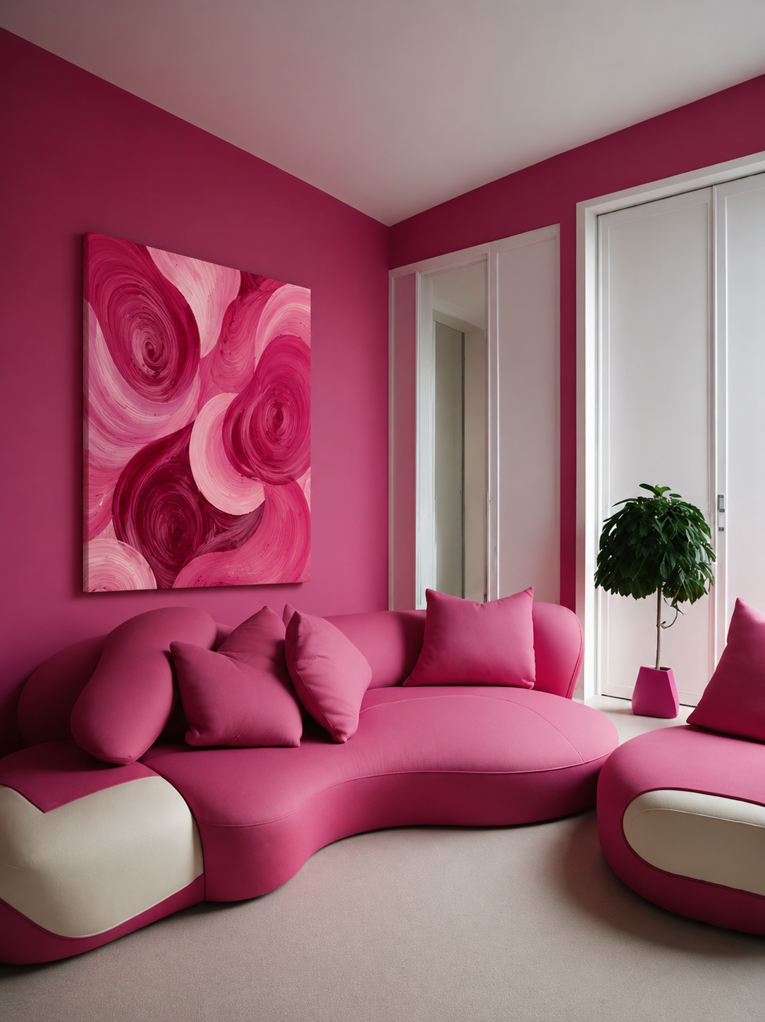Abstract Pink Swirls Matte Canvas Wall Art – Modern Floral Vibe