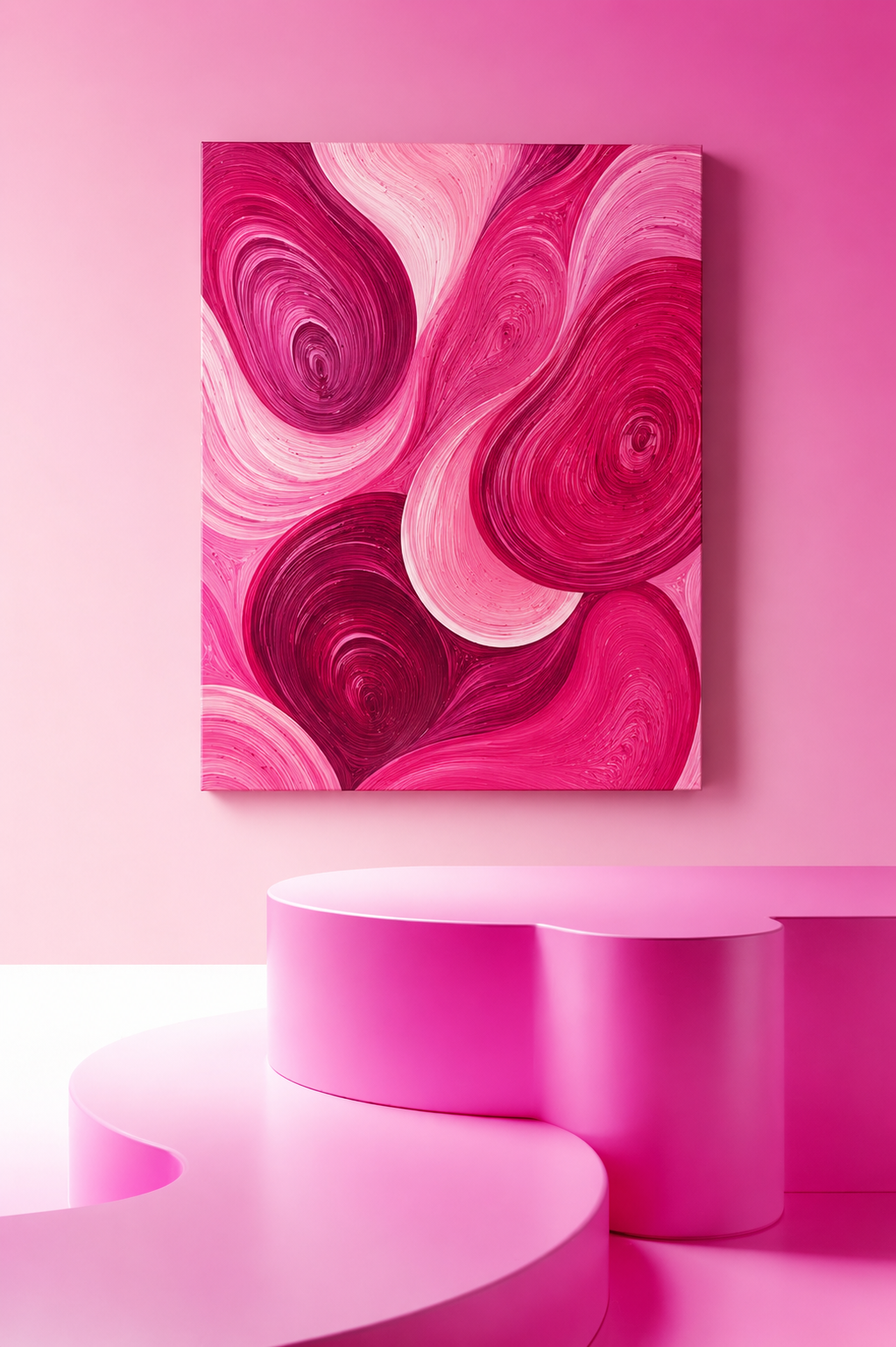 Abstract Pink Swirls Matte Canvas Wall Art – Modern Floral Vibe