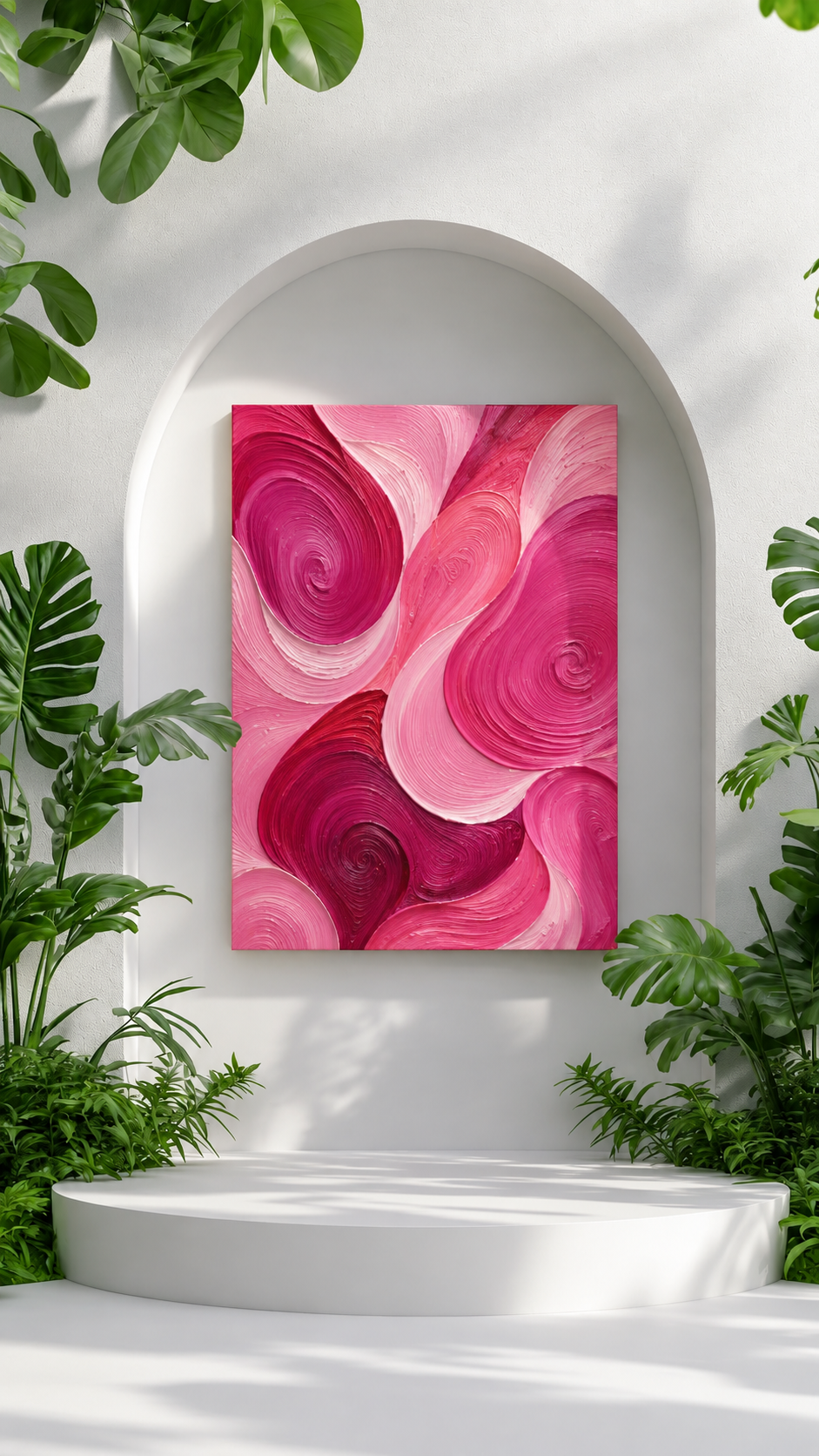 Abstract Pink Swirls Matte Canvas Wall Art – Modern Floral Vibe