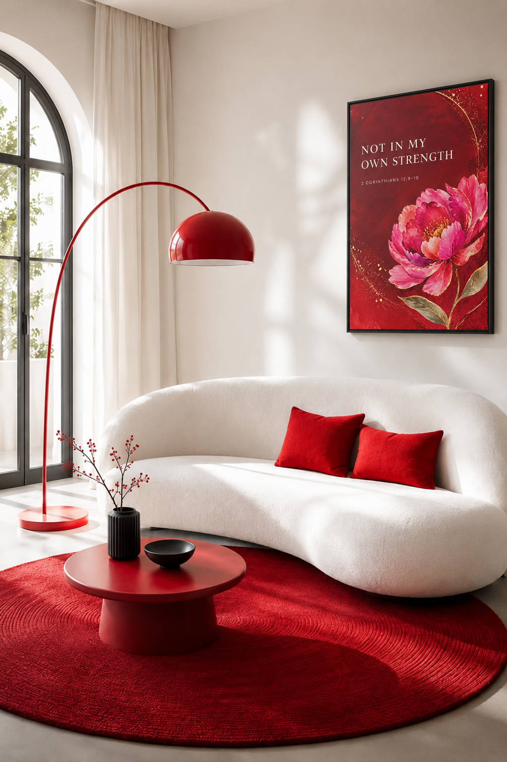 Framed Floral Scripture Canvas – “Not in My Own Strength” (1 Corinthians 15:10)