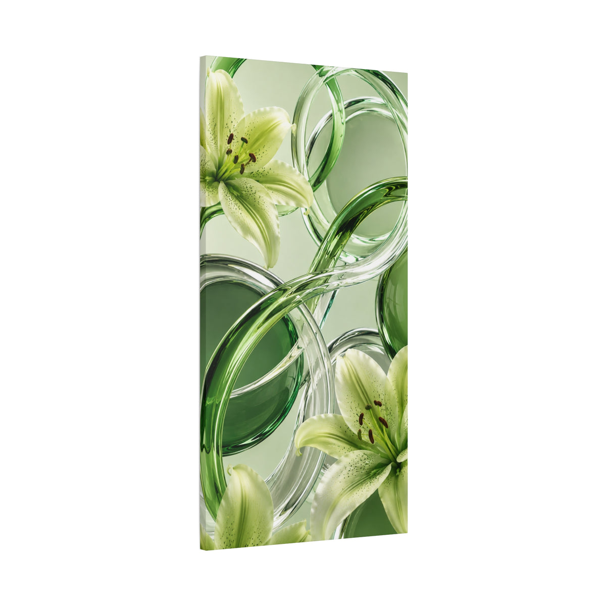 Green Glass Abstract Canvas Wall Art | Modern Botanical Canvas Print | Luxury Minimalist Wall Decor | Living Room Artwork