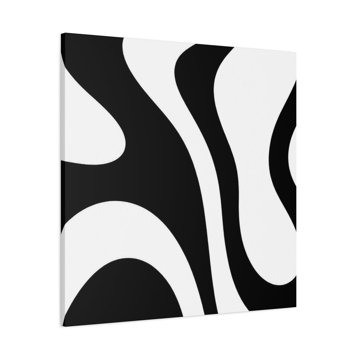 Abstract Black & White Waves Canvas Print — Modern Minimalist Wall Art