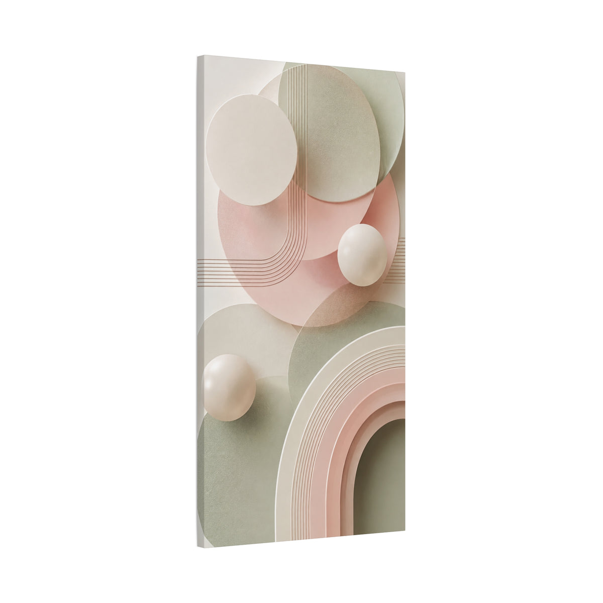 Blush & Sage Harmony Matte Canvas Wall Art — Modern Geometric Neutral Decor