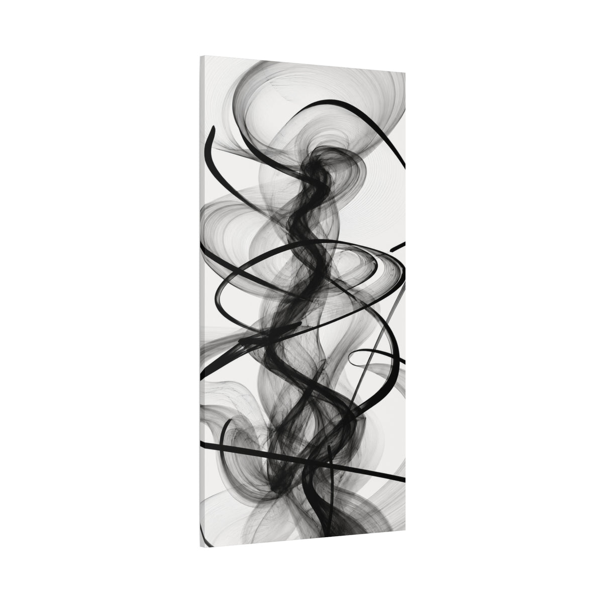 Abstract Black Smoke Vertical Canvas Art – Modern Minimalist Wall Decor for Living Room & Bedroom