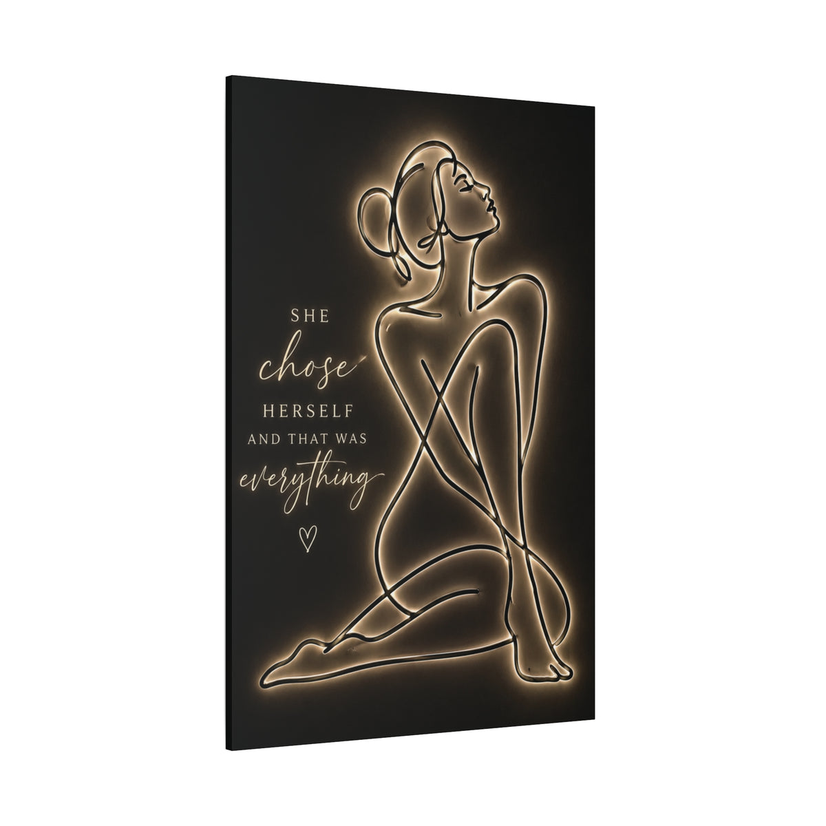She Chose Herself Canvas Wall Art — Black & Gold Empowerment Line Art