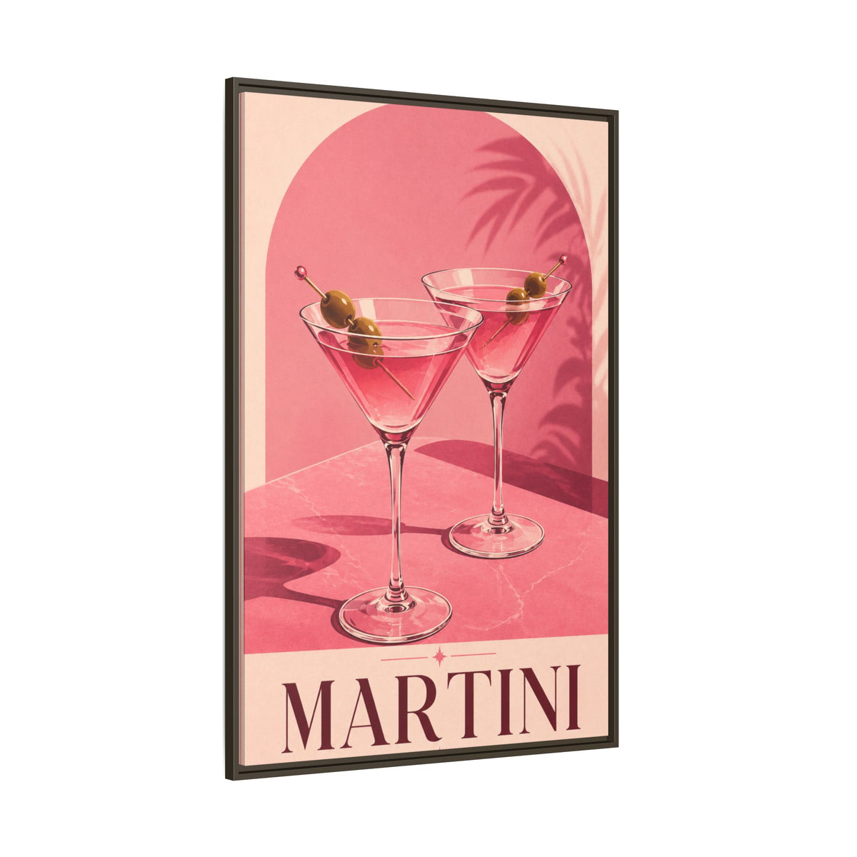 Martini Wall Art Canvas — Framed Pink Cocktail Canvas