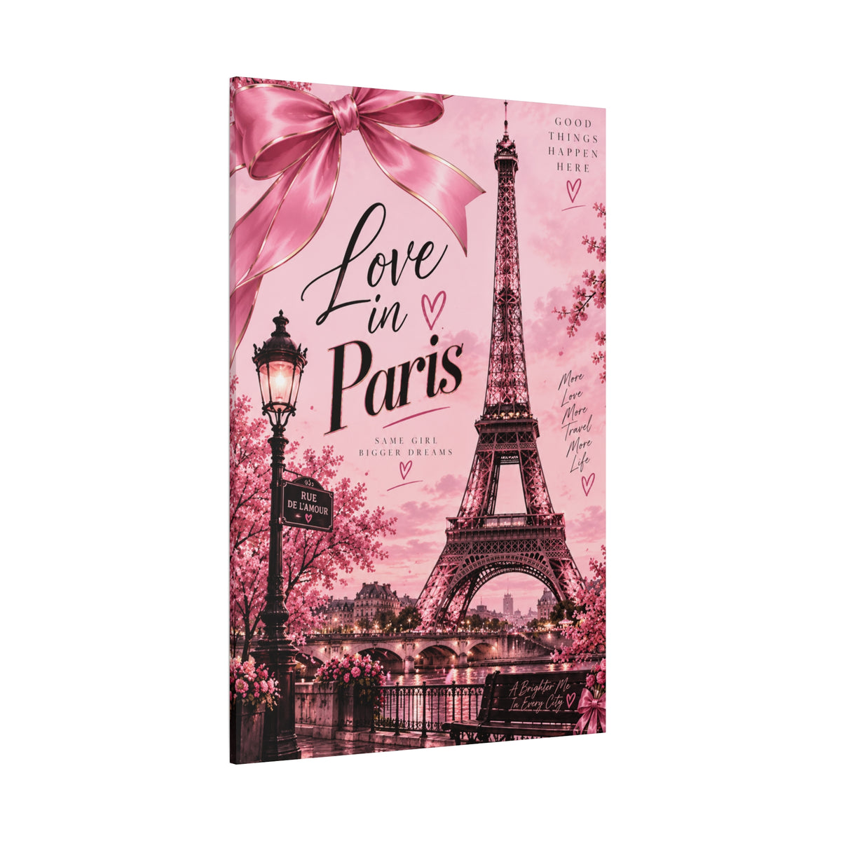 Parisian Dreams Pink Eiffel Tower Matte Canvas Wall Art – Romantic Paris Décor