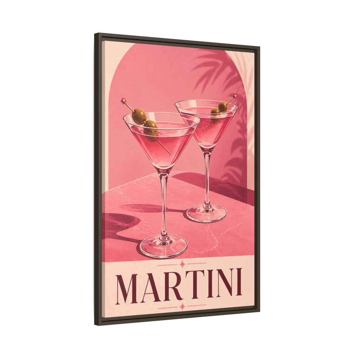 Martini Wall Art Canvas — Framed Pink Cocktail Canvas