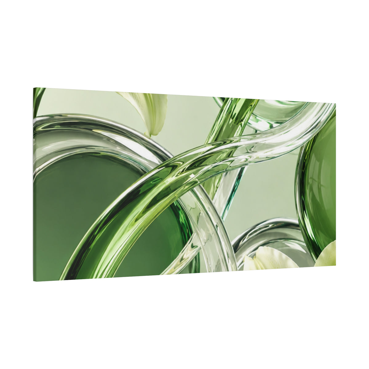 Green Glass Abstract Canvas Wall Art | Modern Botanical Canvas Print | Luxury Minimalist Wall Decor | Living Room Artwork