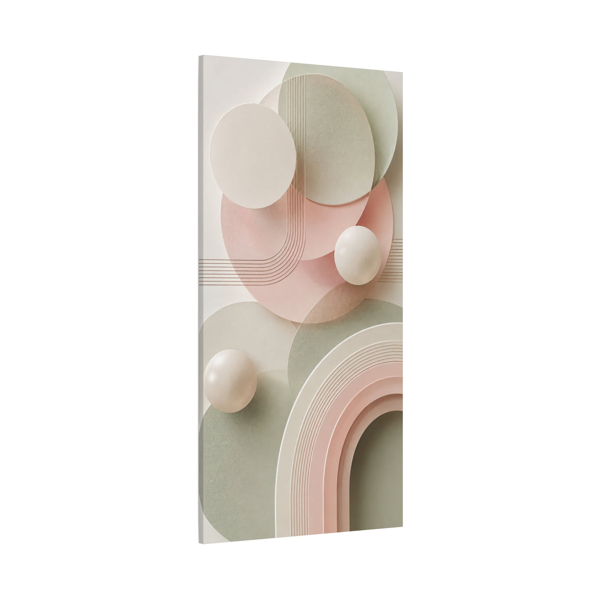 Blush & Sage Harmony Matte Canvas Wall Art — Modern Geometric Neutral Decor