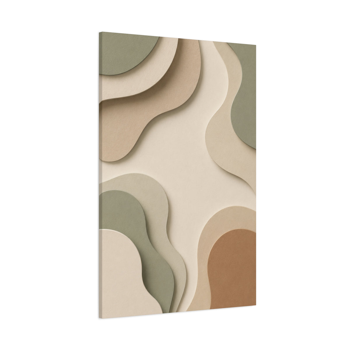 Sage & Terracotta Organic Layers Canvas Wall Art — Neutral Modern Abstract Print