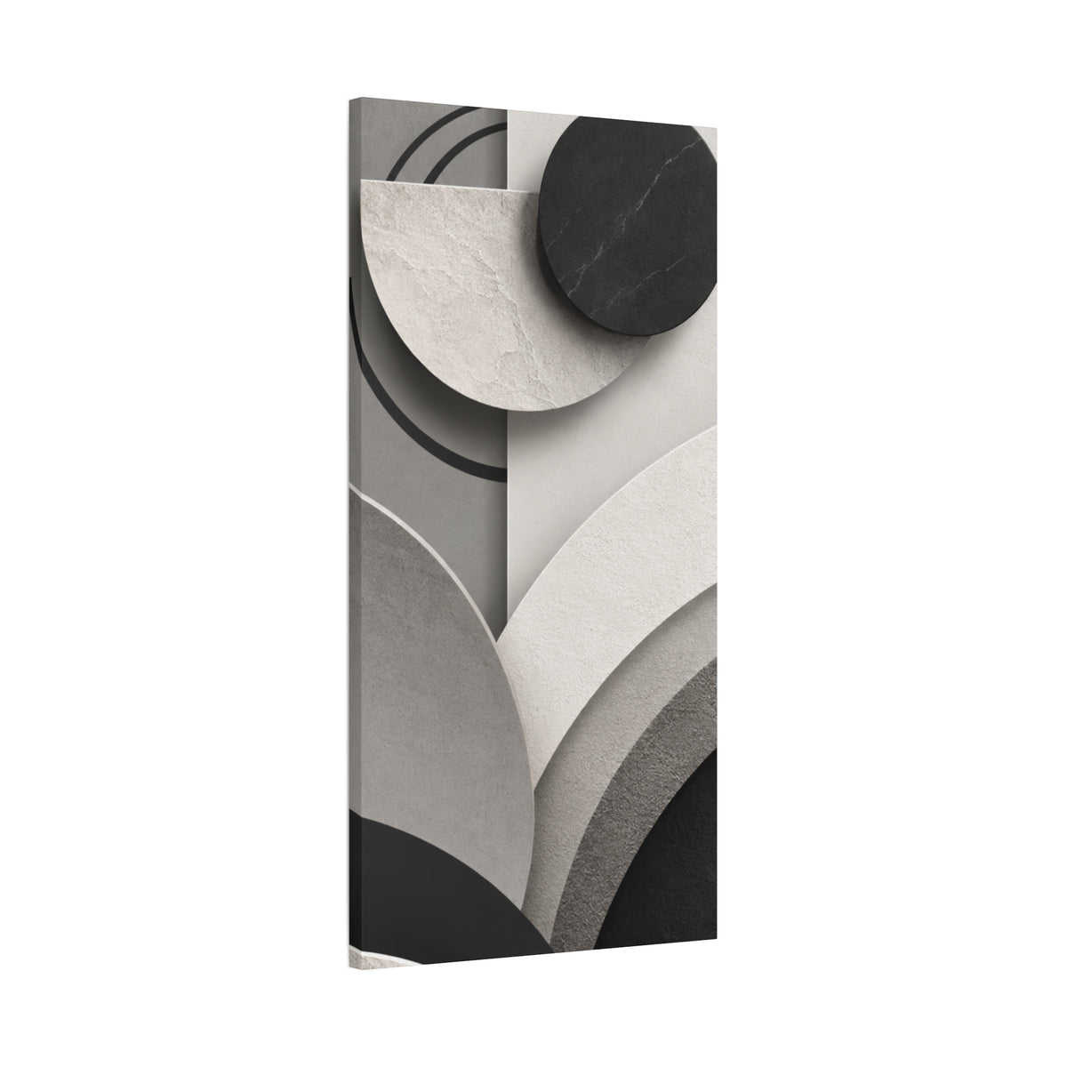 Modern Monochrome Geometric Canvas Wall Art — Abstract 3D Neutral Print