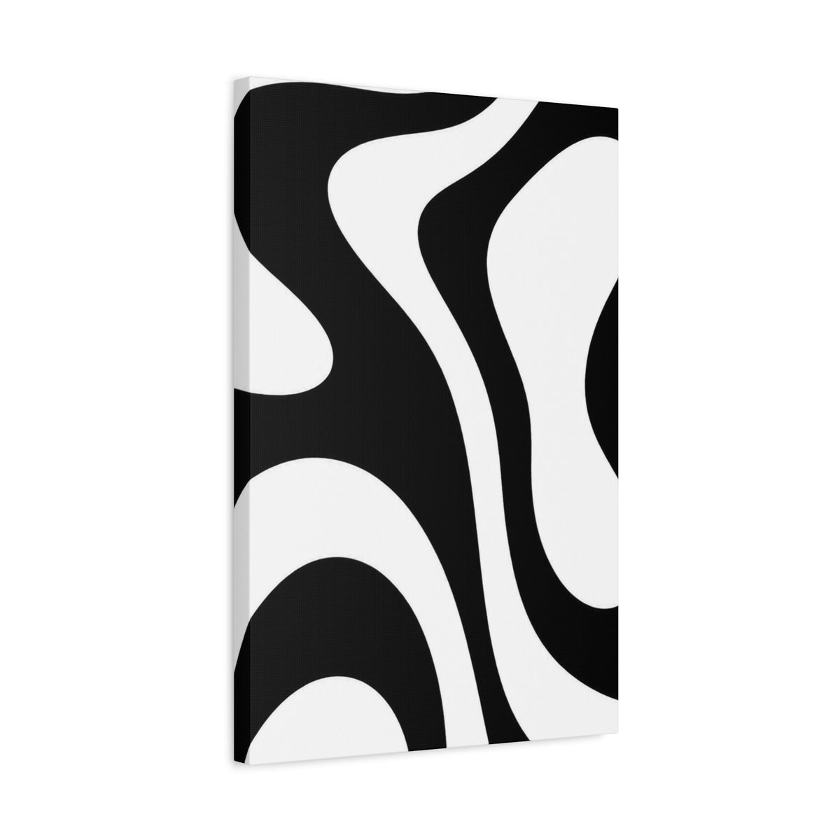 Abstract Black & White Waves Canvas Print — Modern Minimalist Wall Art