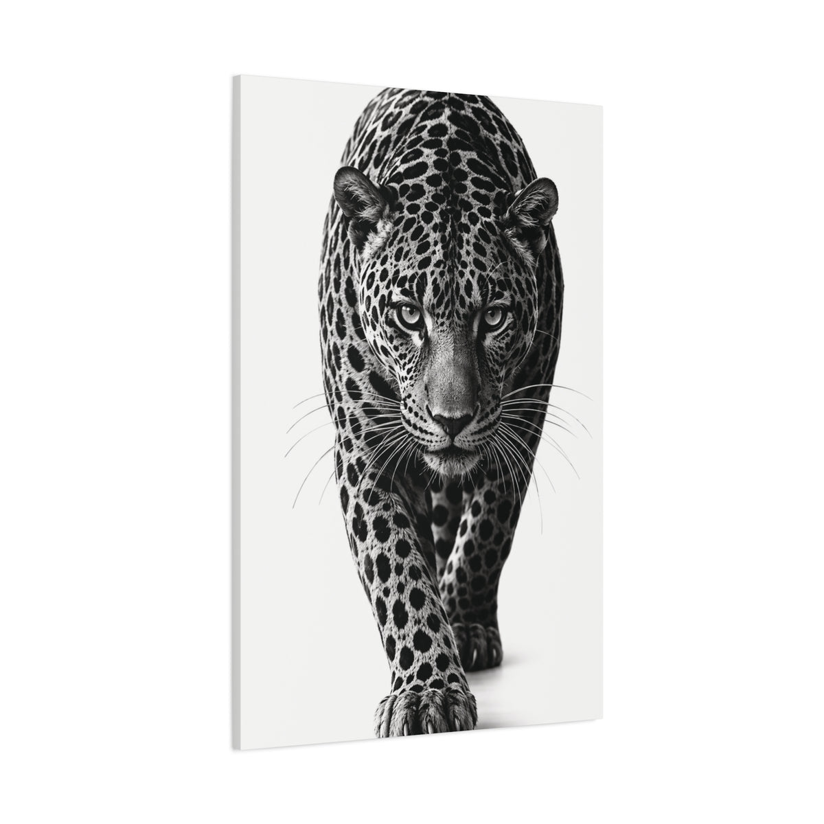 Black Panther Canvas Wall Art – Modern Black & White Wildlife Stretched Canvas