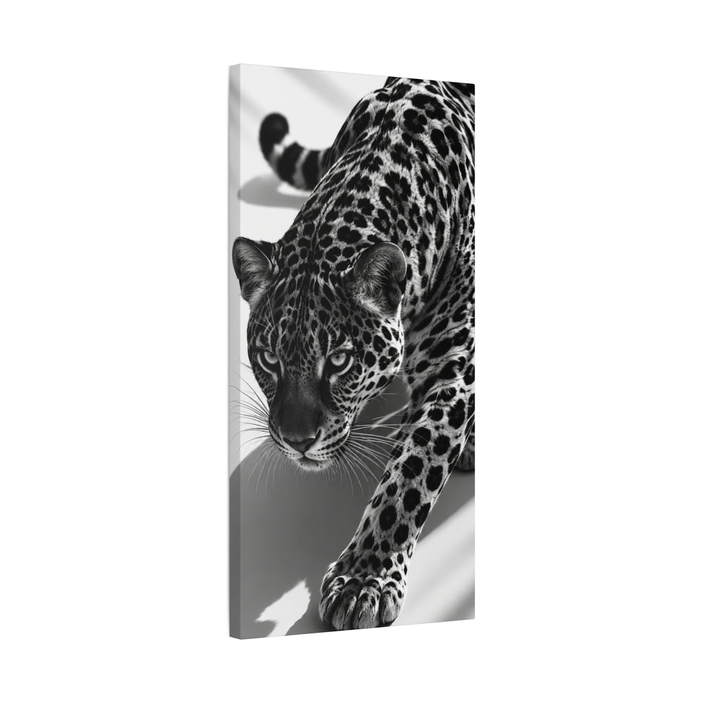 Black & White Leopard Canvas Wall Art – Modern Wildlife Stretched Canvas Home Decor