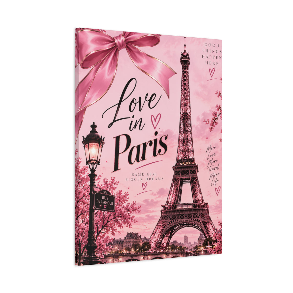 Parisian Dreams Pink Eiffel Tower Matte Canvas Wall Art – Romantic Paris Décor