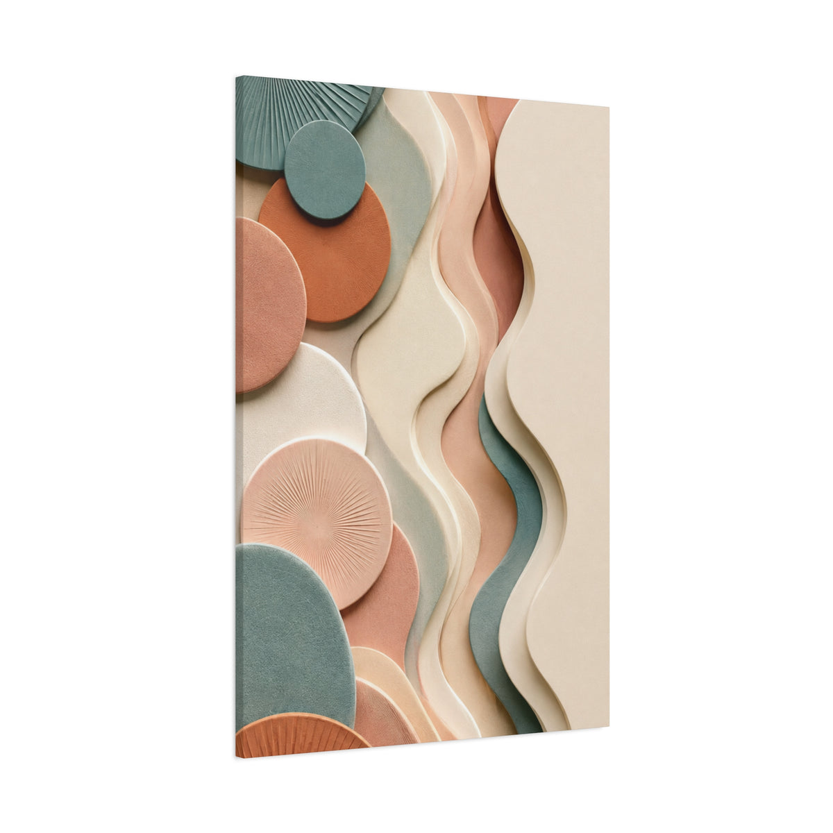 Earthy Flow Abstract Matte Canvas Wall Art — Sage, Terracotta & Cream