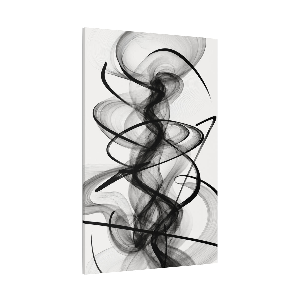 Abstract Black Smoke Vertical Canvas Art – Modern Minimalist Wall Decor for Living Room & Bedroom