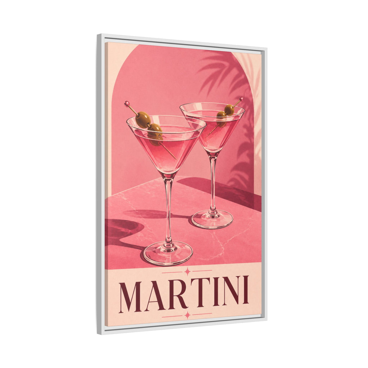 Martini Wall Art Canvas — Framed Pink Cocktail Canvas