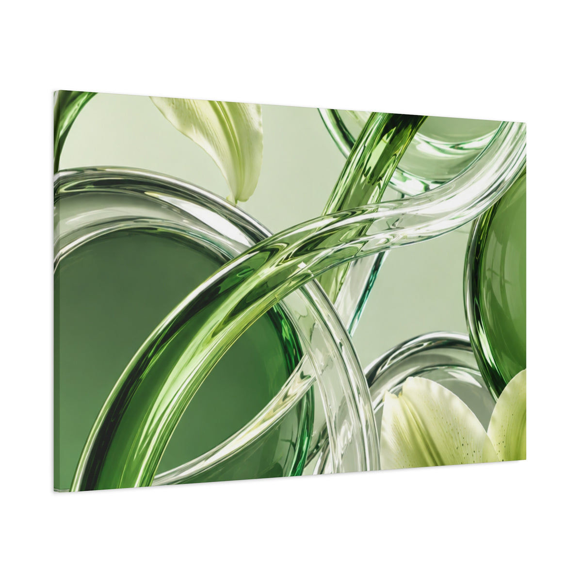 Green Glass Abstract Canvas Wall Art | Modern Botanical Canvas Print | Luxury Minimalist Wall Decor | Living Room Artwork