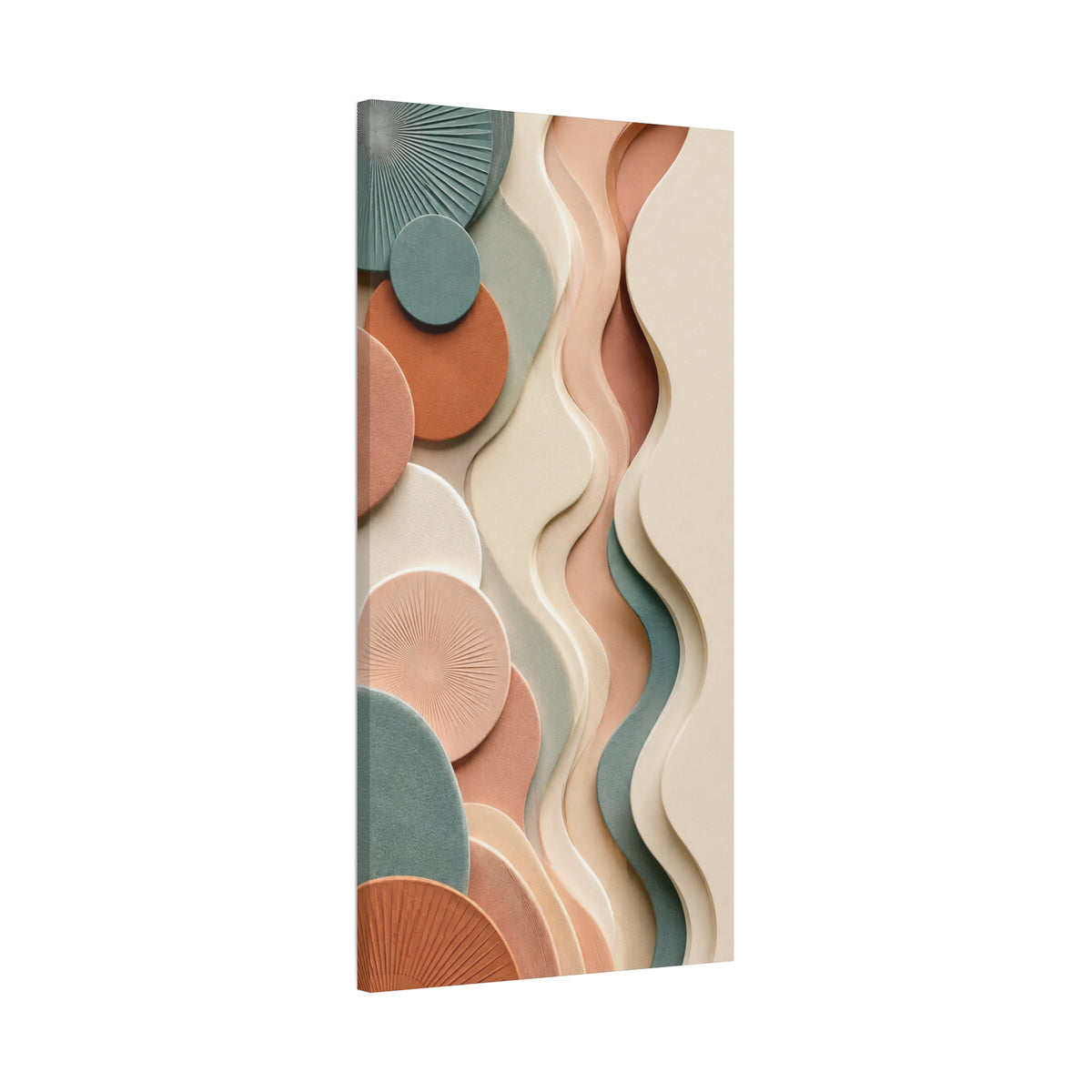 Earthy Flow Abstract Matte Canvas Wall Art — Sage, Terracotta & Cream