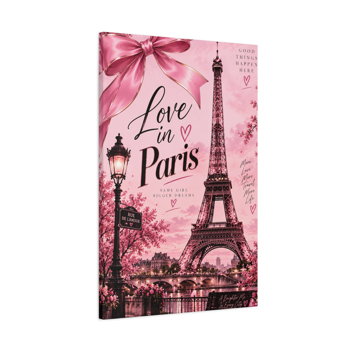 Parisian Dreams Pink Eiffel Tower Matte Canvas Wall Art – Romantic Paris Décor