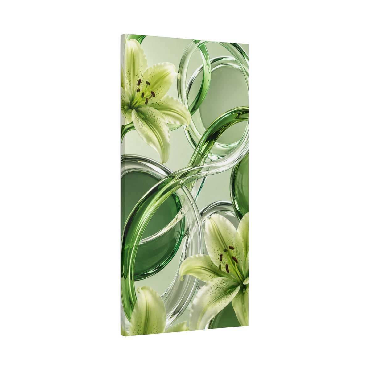 Green Glass Abstract Canvas Wall Art | Modern Botanical Canvas Print | Luxury Minimalist Wall Decor | Living Room Artwork