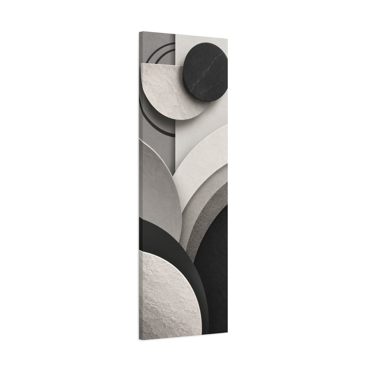 Modern Monochrome Geometric Canvas Wall Art — Abstract 3D Neutral Print