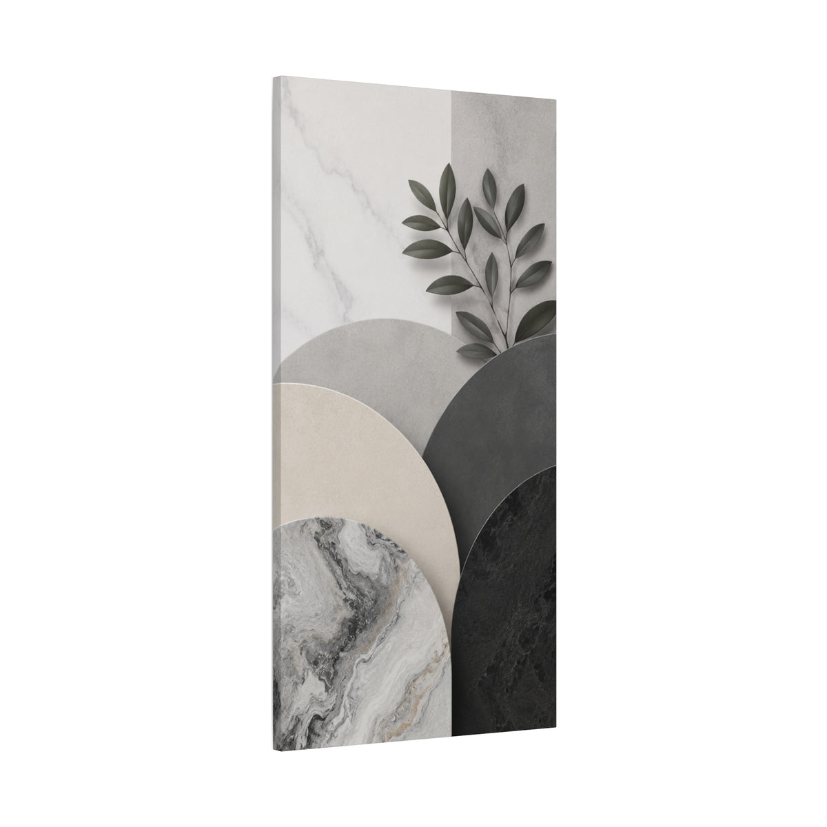 Modern Neutral Botanical Canvas Wall Art — Abstract Geometric Stretched Matte Print