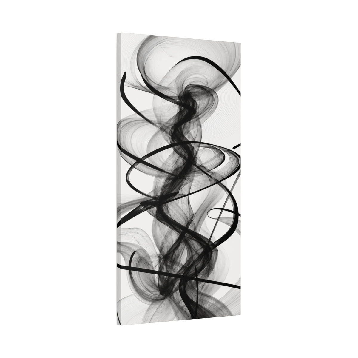 Abstract Black Smoke Vertical Canvas Art – Modern Minimalist Wall Decor for Living Room & Bedroom