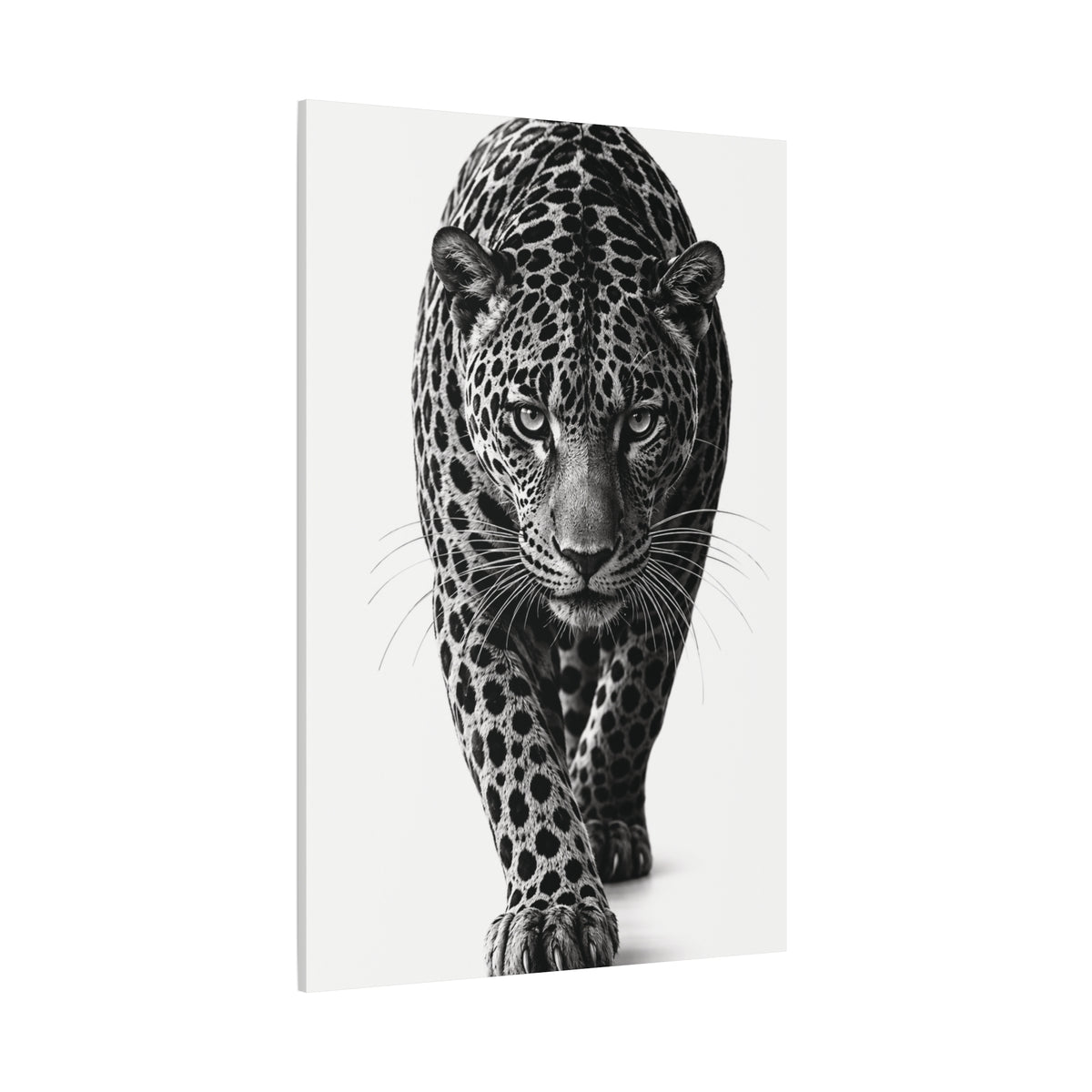 Black Panther Canvas Wall Art – Modern Black & White Wildlife Stretched Canvas