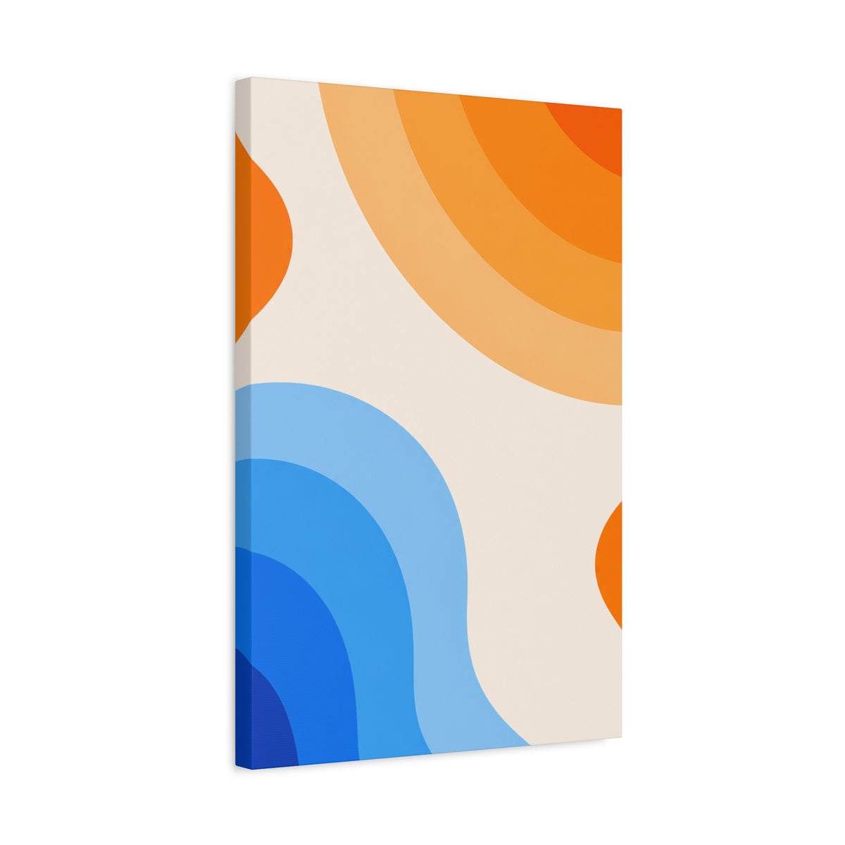 Retro Blue & Orange Abstract Canvas Wall Art | Modern Geometric Matte Canvas Print