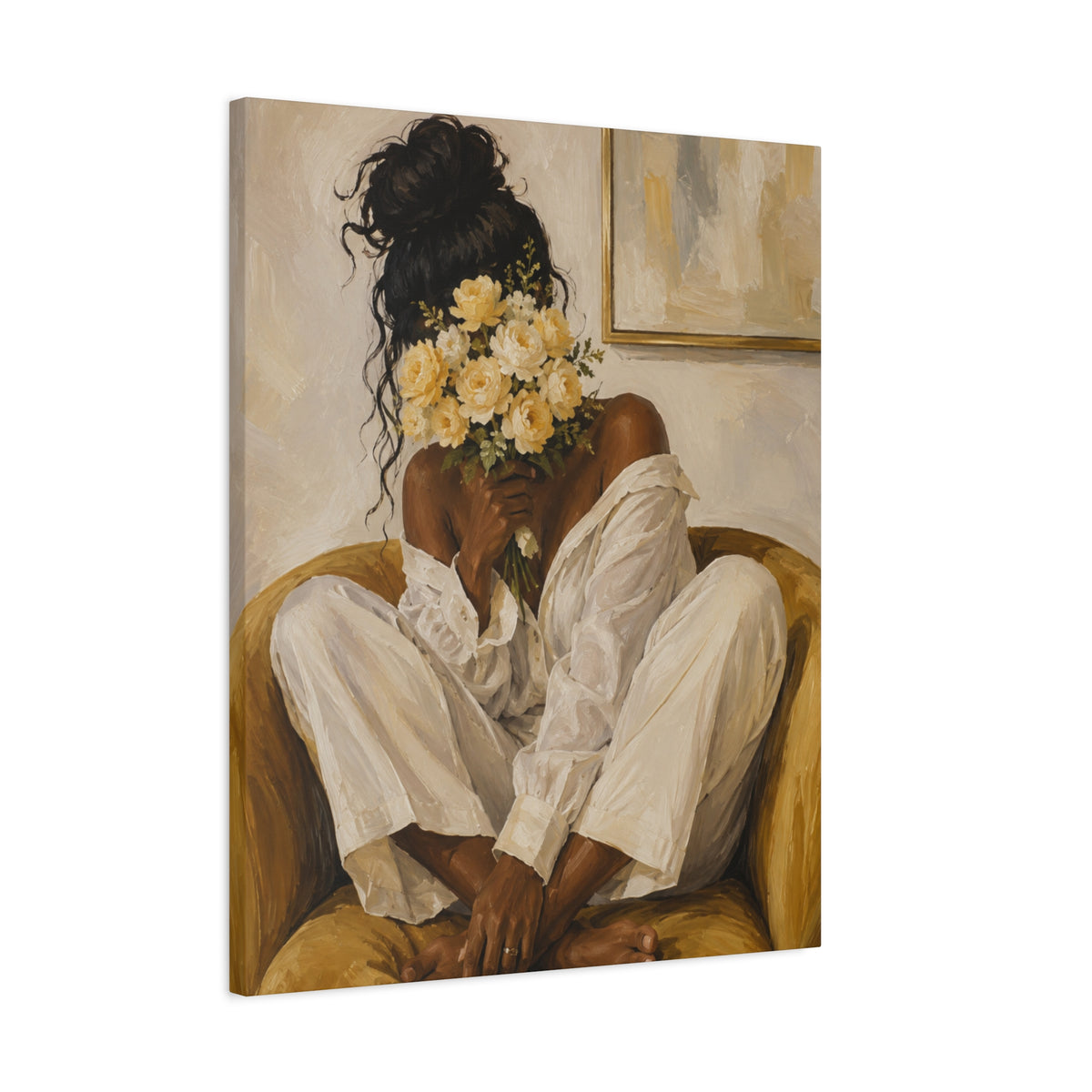 Quiet Bloom Matte Canvas Wall Art — Floral Portrait in Warm Neutral Tones