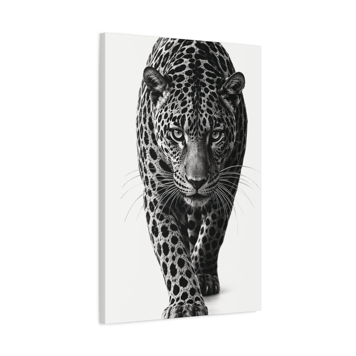Black Panther Canvas Wall Art – Modern Black & White Wildlife Stretched Canvas