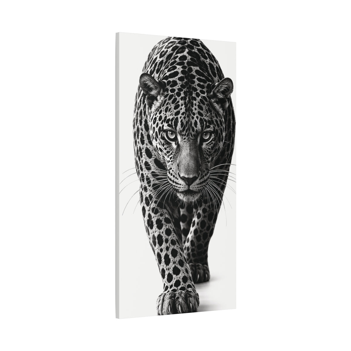 Black Panther Canvas Wall Art – Modern Black & White Wildlife Stretched Canvas