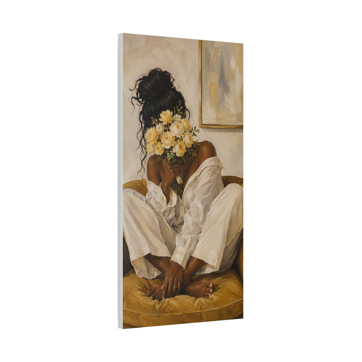 Quiet Bloom Matte Canvas Wall Art — Floral Portrait in Warm Neutral Tones
