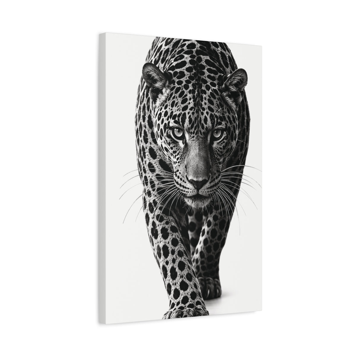 Black Panther Canvas Wall Art – Modern Black & White Wildlife Stretched Canvas