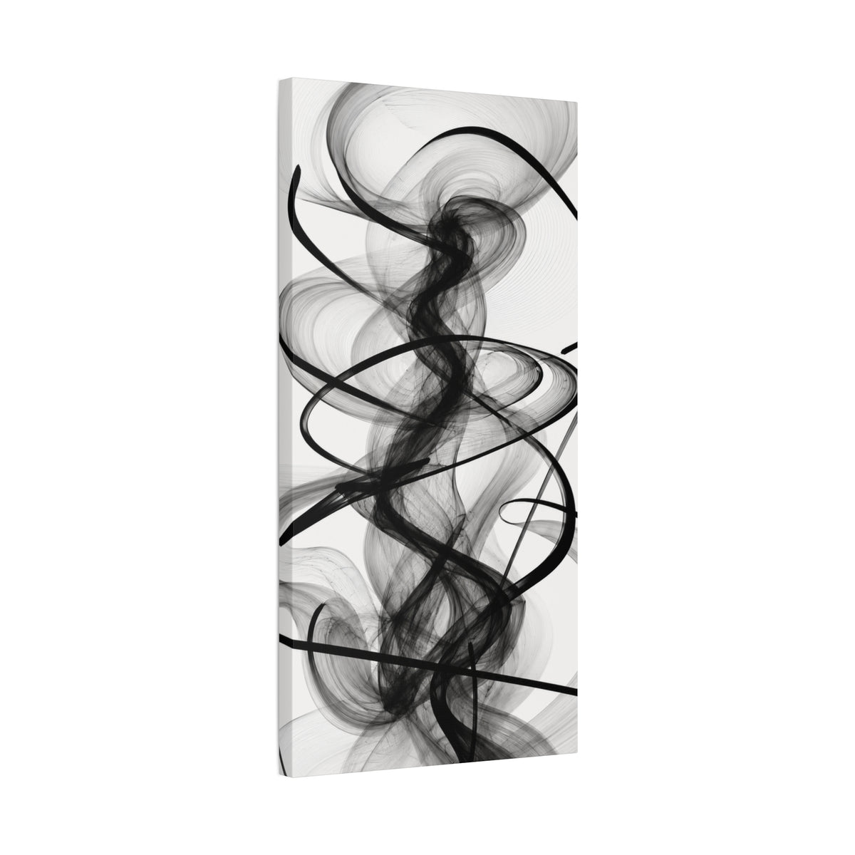Abstract Black Smoke Vertical Canvas Art – Modern Minimalist Wall Decor for Living Room & Bedroom