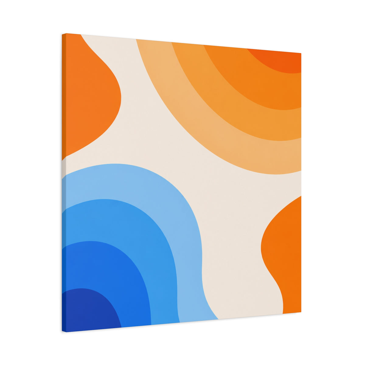 Retro Blue & Orange Abstract Canvas Wall Art | Modern Geometric Matte Canvas Print