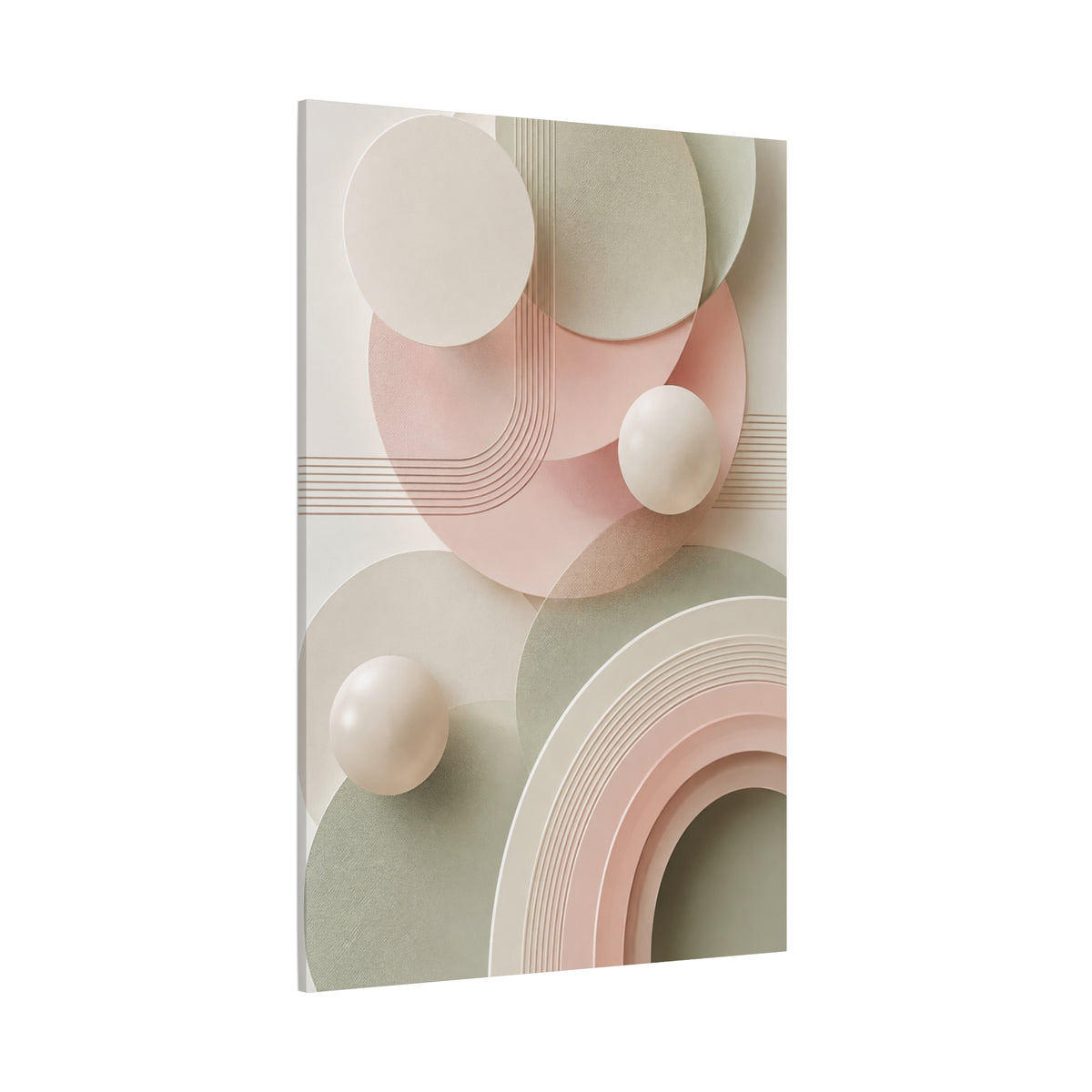 Blush & Sage Harmony Matte Canvas Wall Art — Modern Geometric Neutral Decor