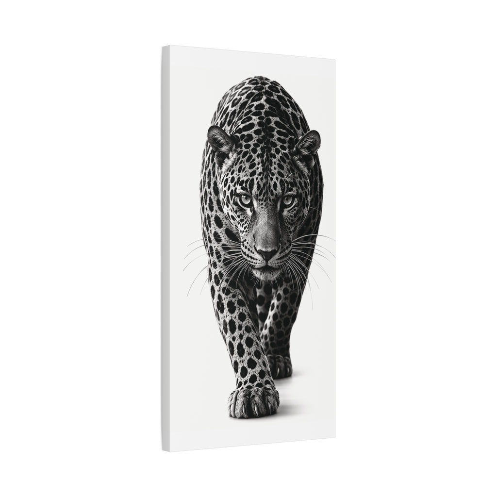 Black Panther Canvas Wall Art – Modern Black & White Wildlife Stretched Canvas