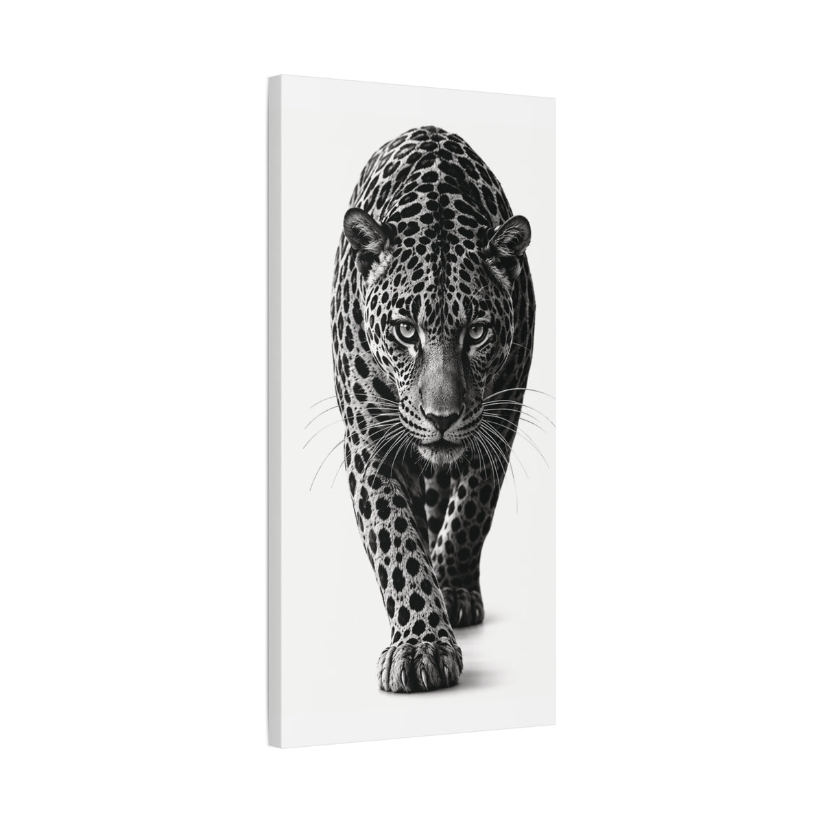 Black Panther Canvas Wall Art – Modern Black & White Wildlife Stretched Canvas
