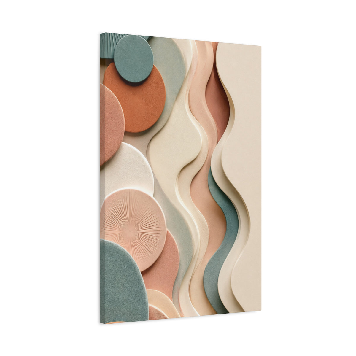 Earthy Flow Abstract Matte Canvas Wall Art — Sage, Terracotta & Cream