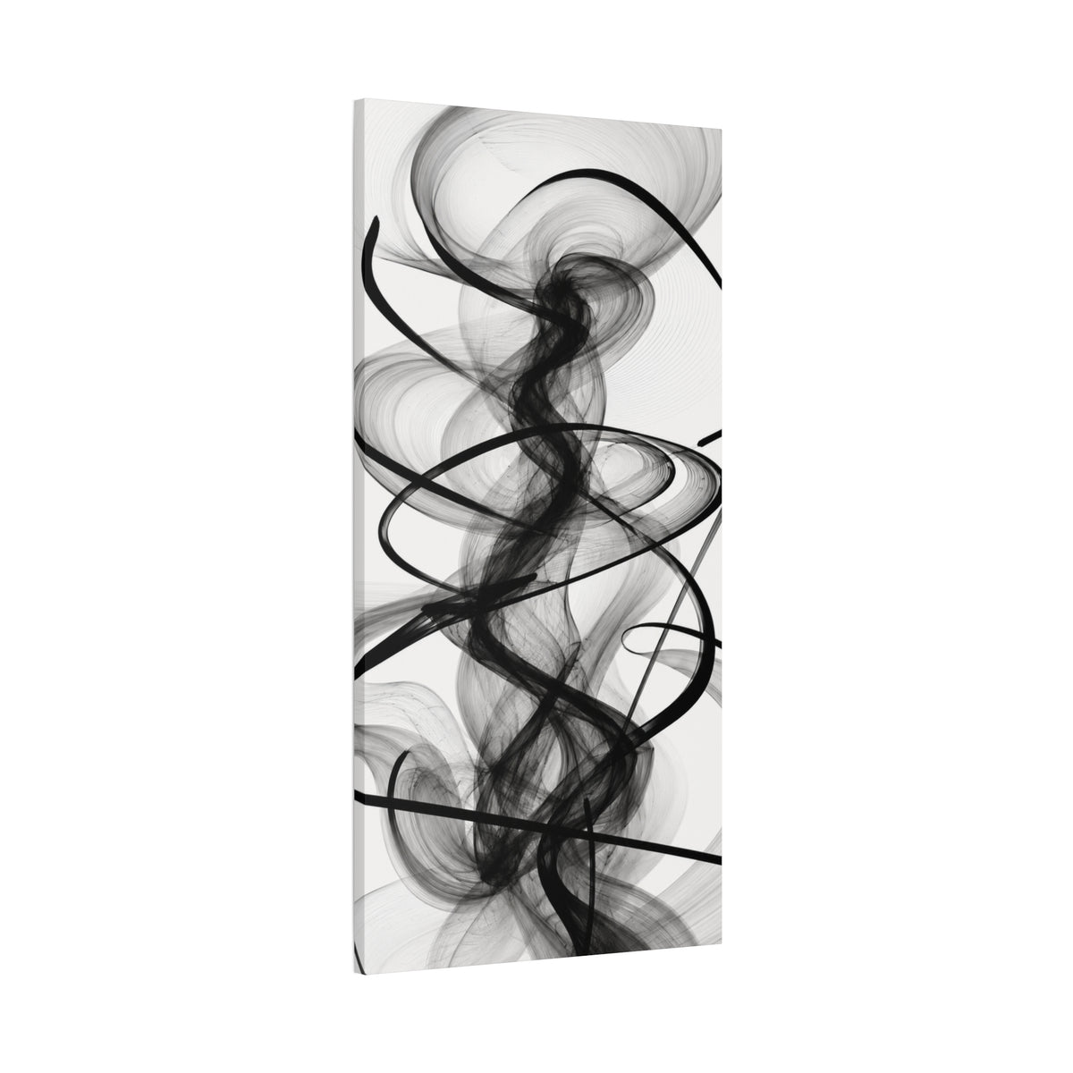 Abstract Black Smoke Vertical Canvas Art – Modern Minimalist Wall Decor for Living Room & Bedroom