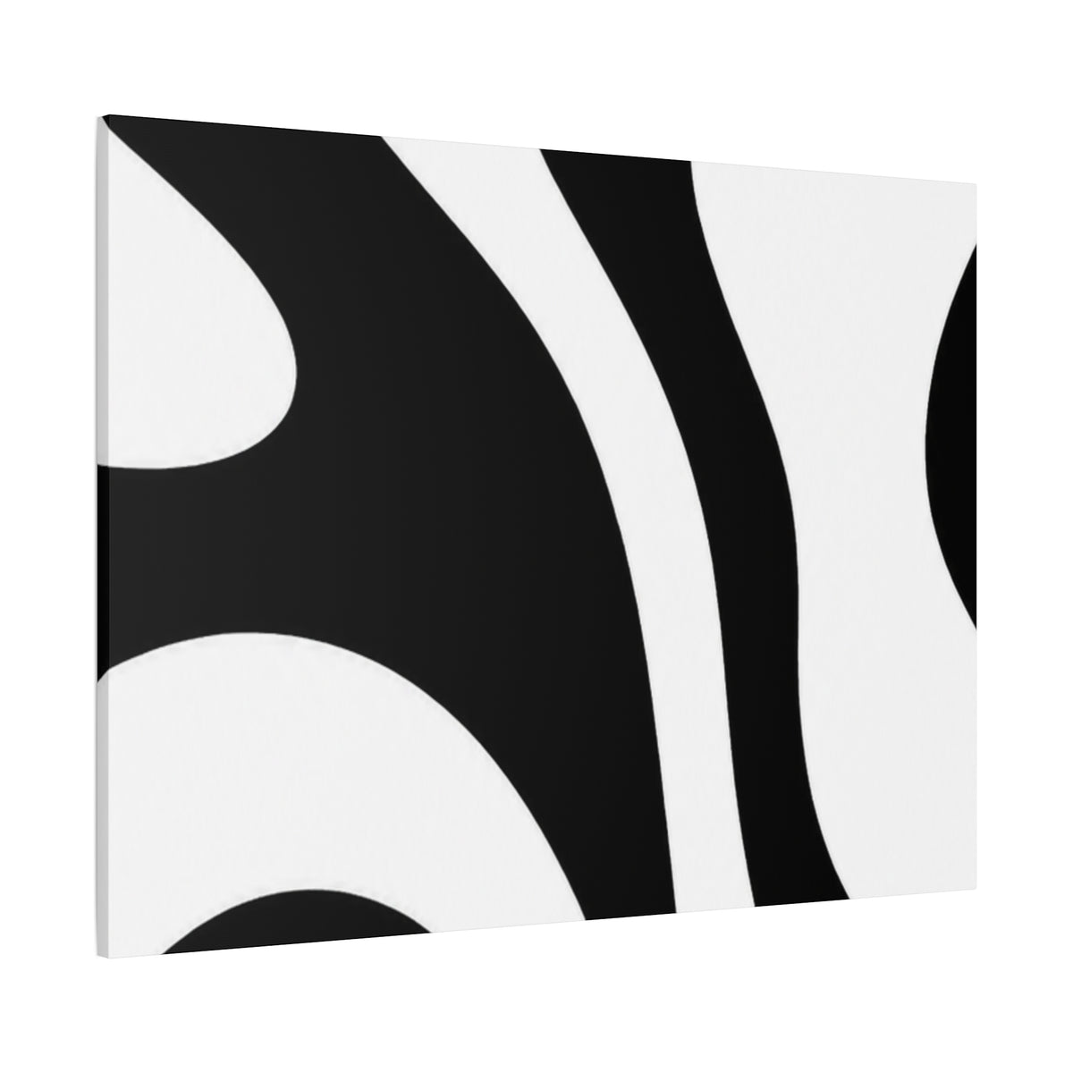 Abstract Black & White Waves Canvas Print — Modern Minimalist Wall Art